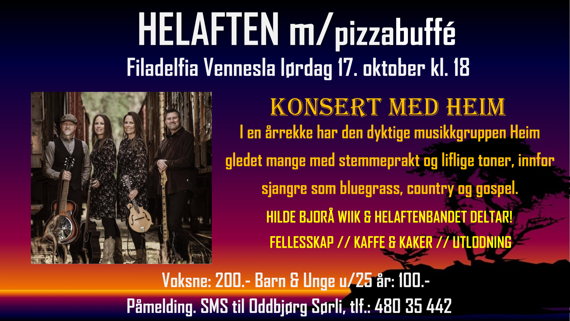 HELAFTEN m/ pizzabuffé I Filadelfia Vennesla lørdag 17. okt. kl. 18.00
