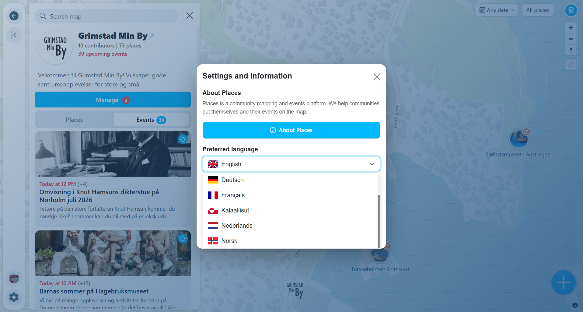 Mobile and desktop views with language switcher