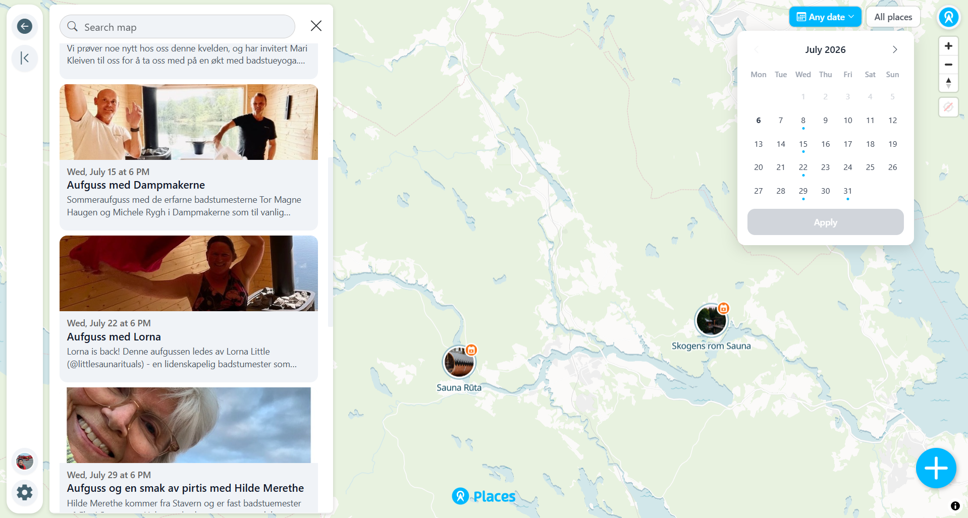 Event import options from Facebook, URL or poster