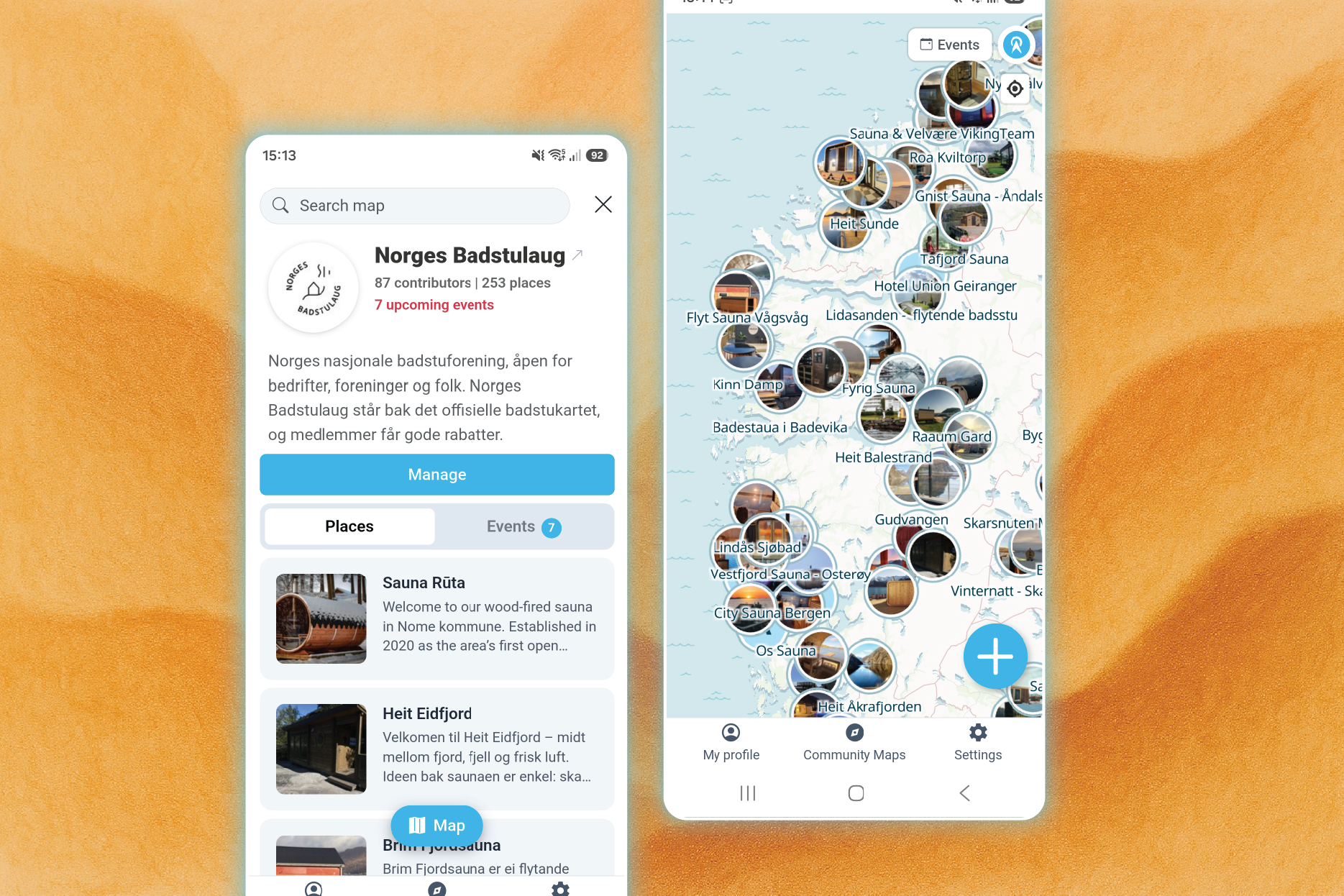 Mobile app with place panel and map view
