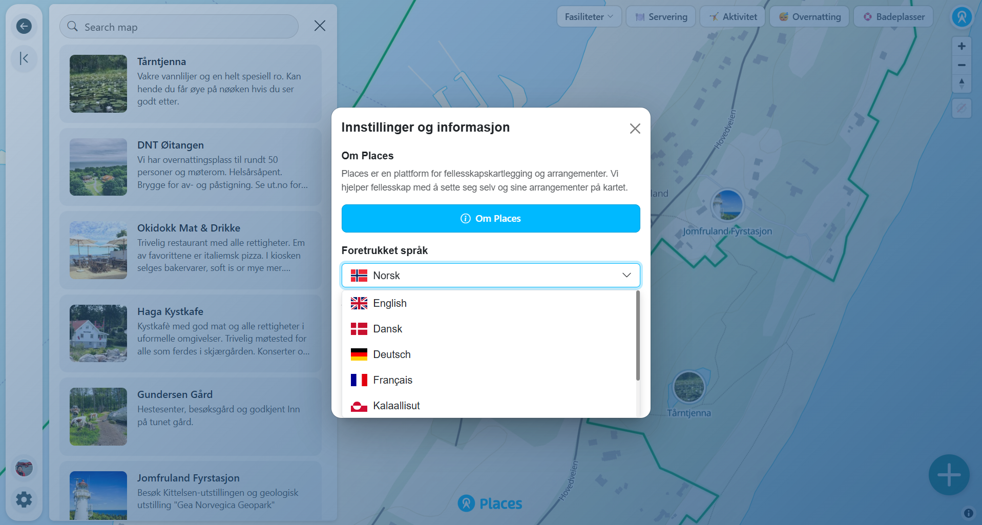 Mobile and desktop views with language switcher and collections