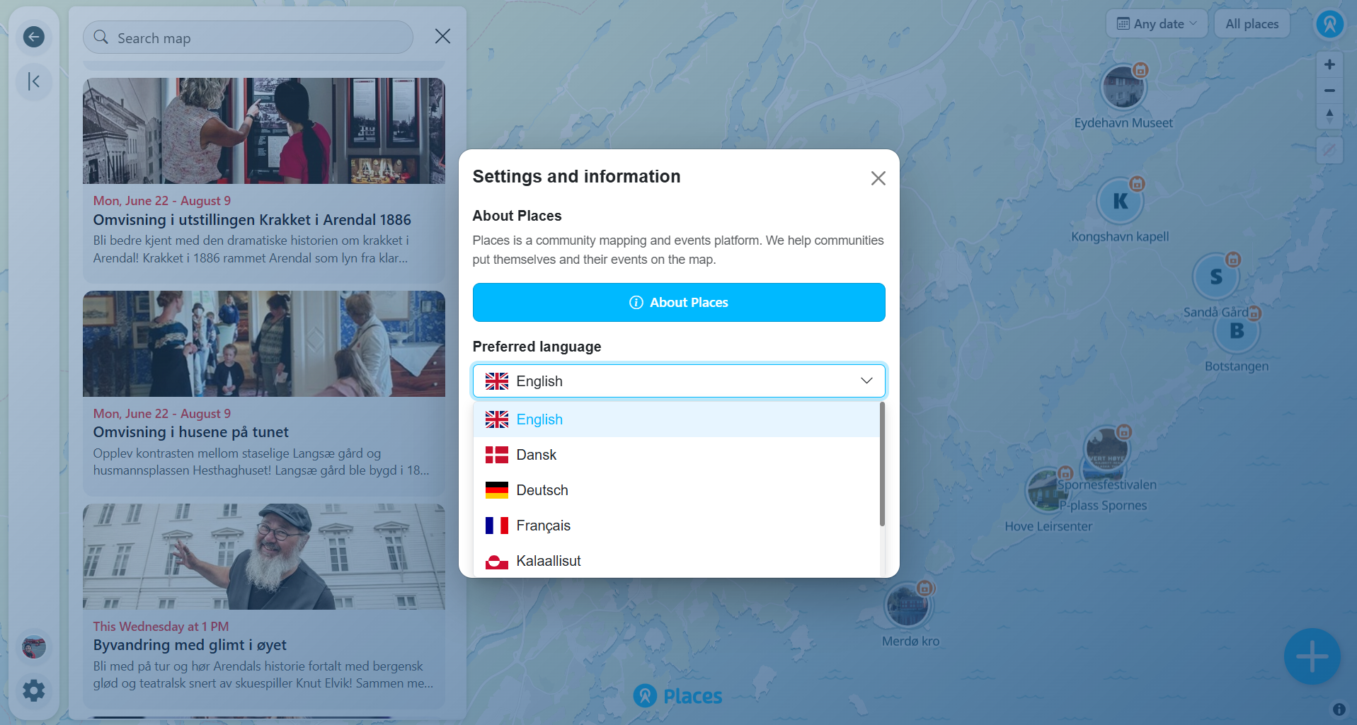 Mobile and desktop views with language switcher