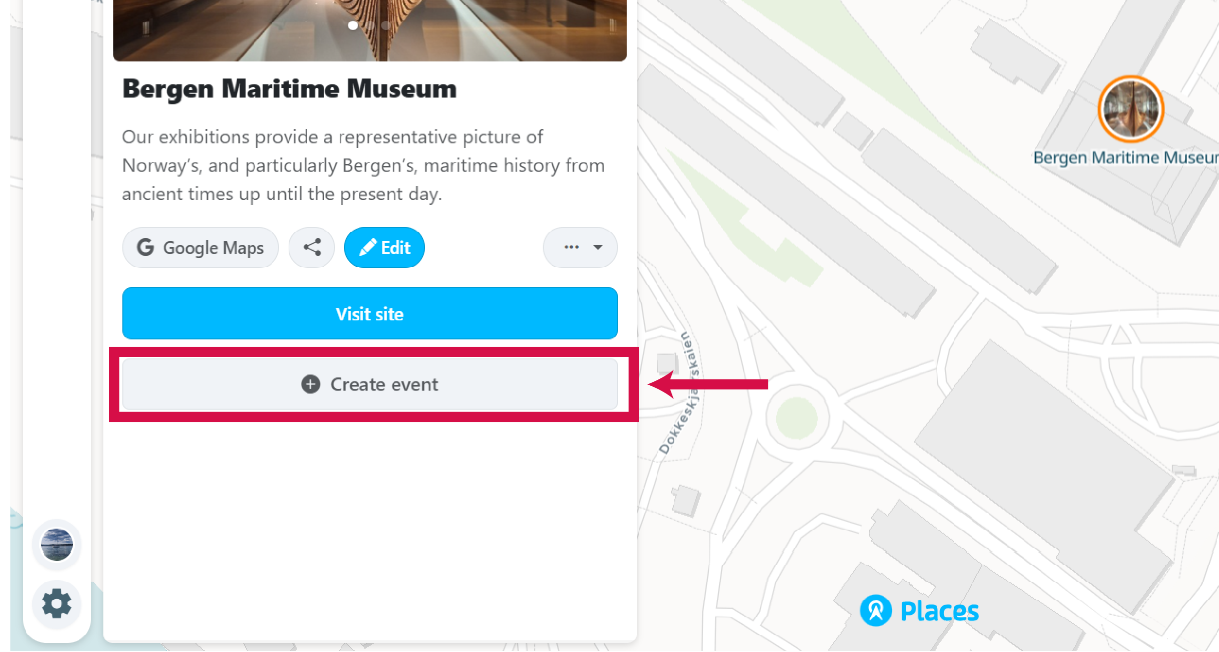 Create event from place