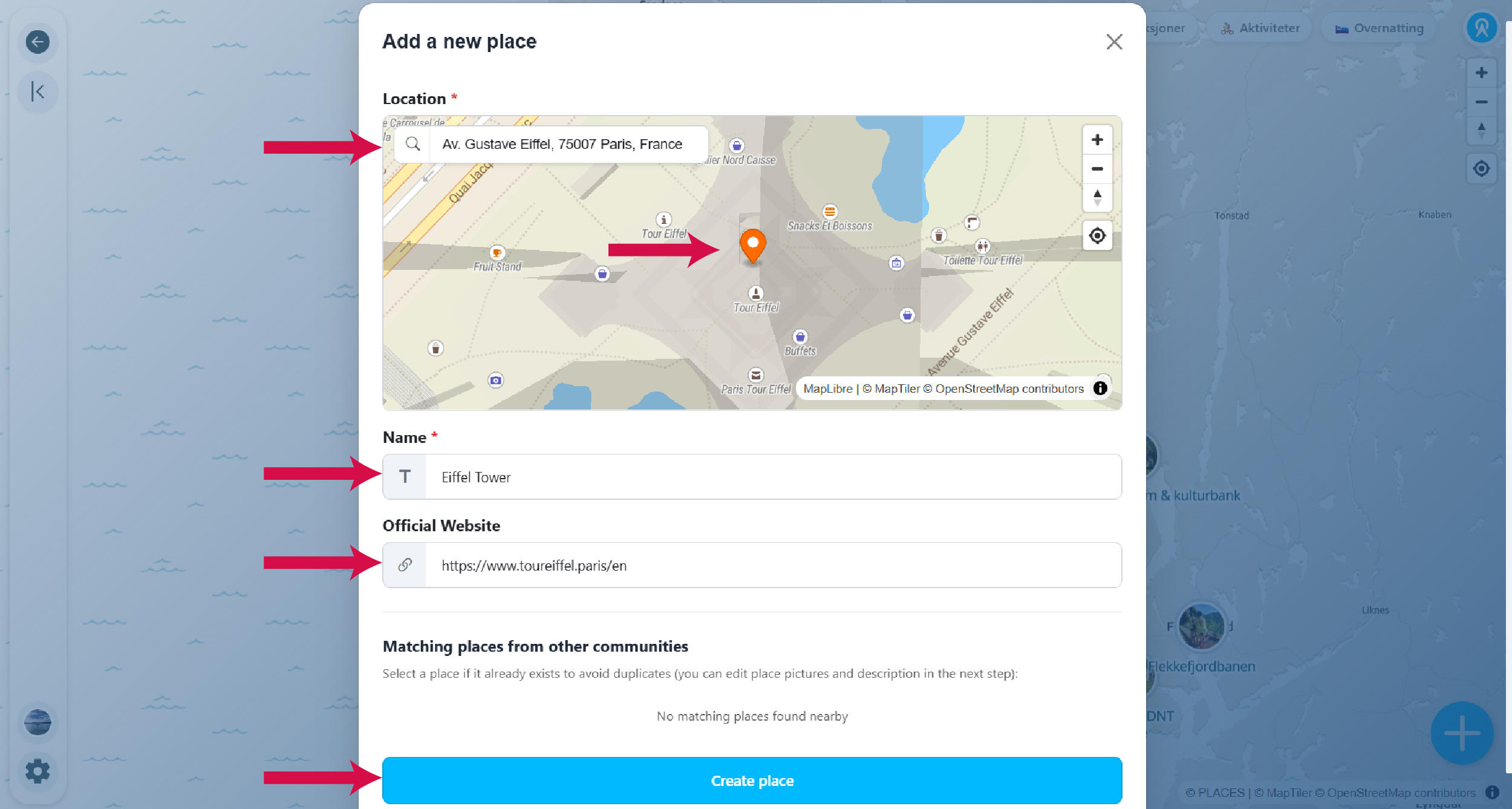 Location and place details