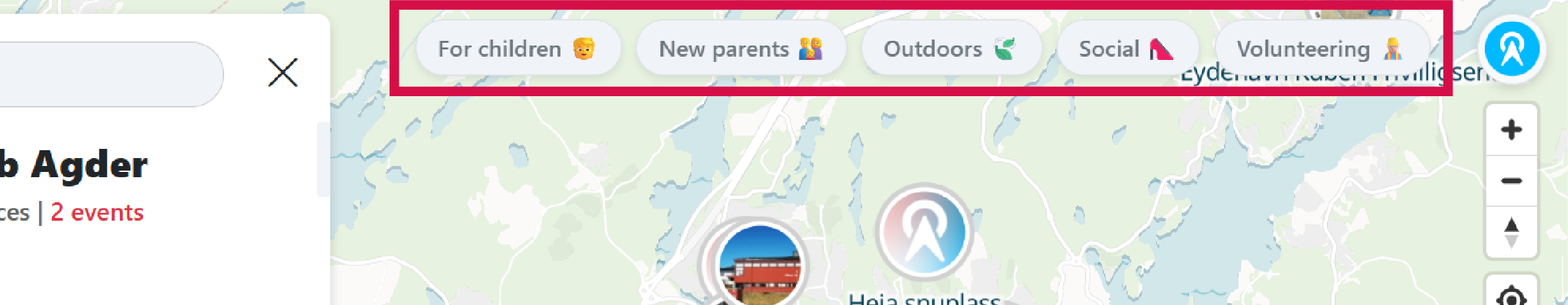 Collection buttons on a map