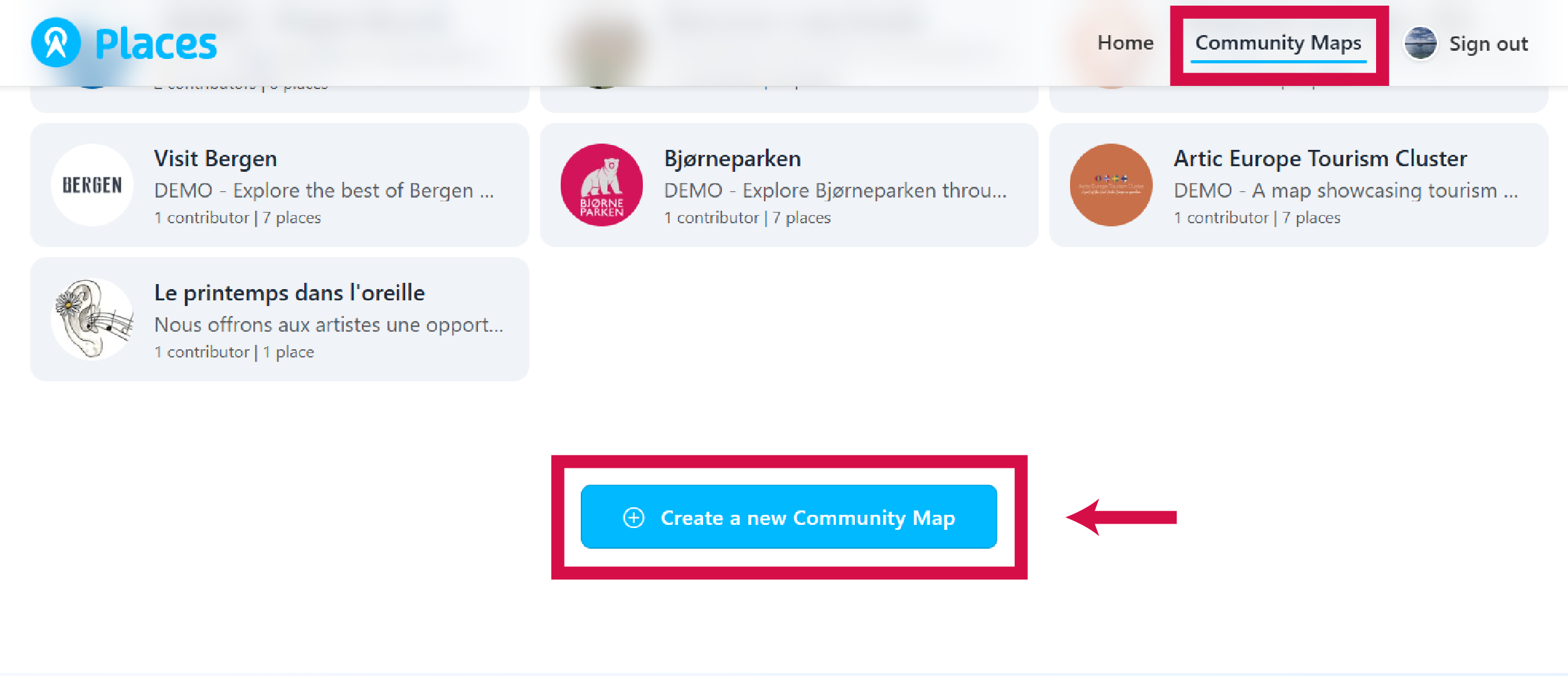 Create community button