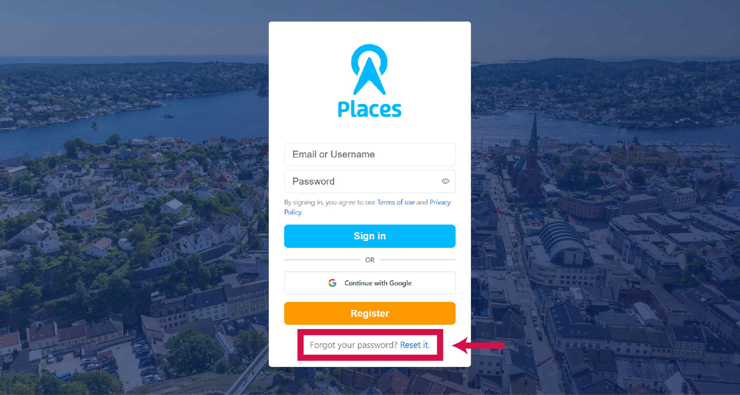 Forgot password link