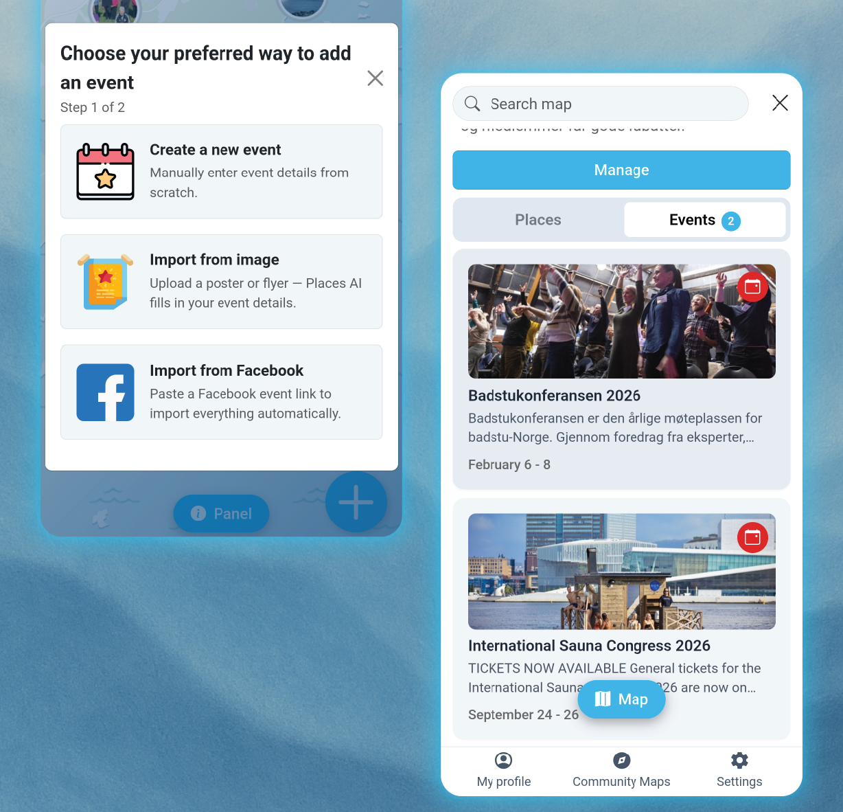 Organize and add events